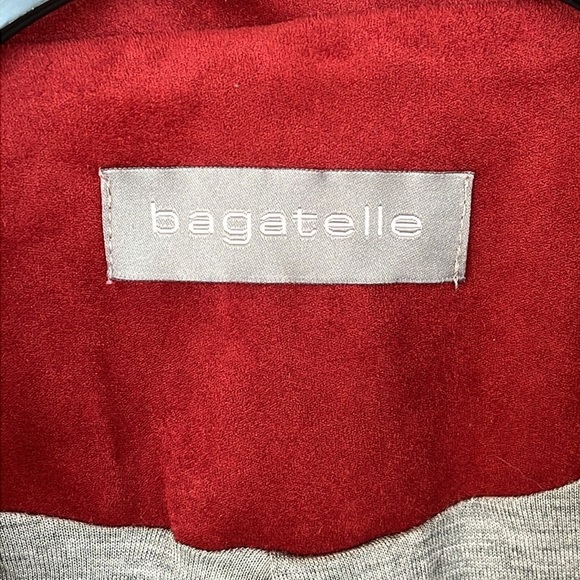 Brand New Bagatelle Cherry Red Draped Zippered Faux Suede Moto Jacket - Picture 4 of 16
